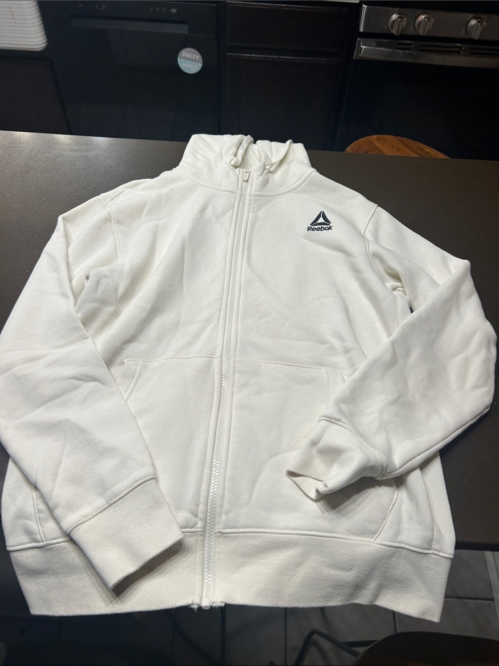 Reebok Kids White Full-Zip Hoodie Jacket with Logo